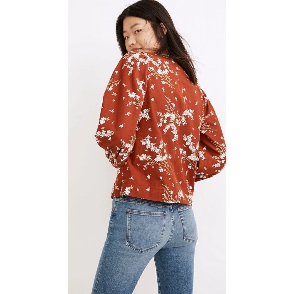 Madewell Corduroy Shirred-Sleeve Button-Front Top in Farmstand Bouquet Size L - Picture 3 of 8